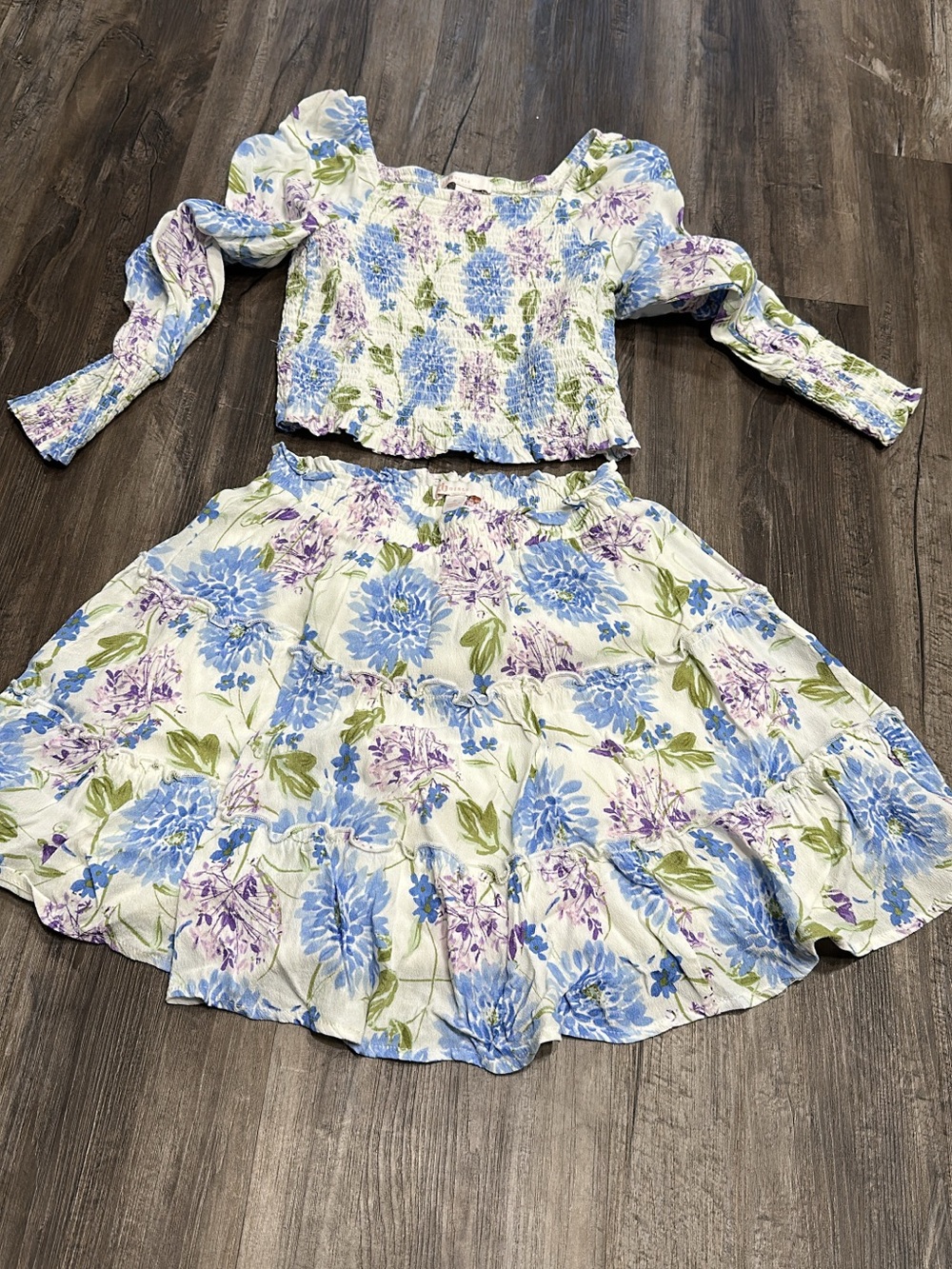 Floral Two-Piece Set — Blue & Lavender Blooms